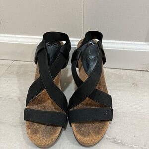 Jessica Simpson Black Wedge Sandals